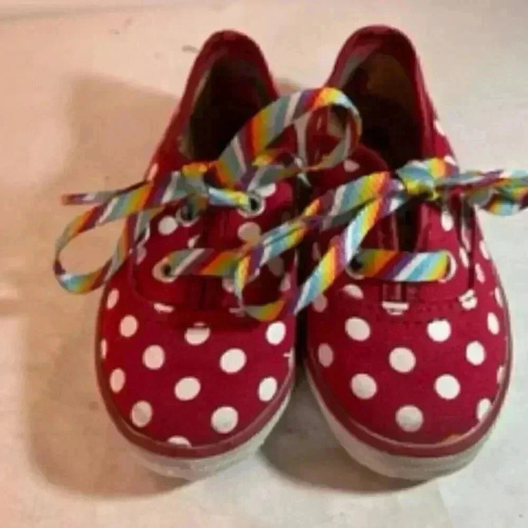 Bob’s Skechers sneakers Toddler shoes Sz 6 Red Polka Dot W/ Rainbow Laces - Picture 6 of 8